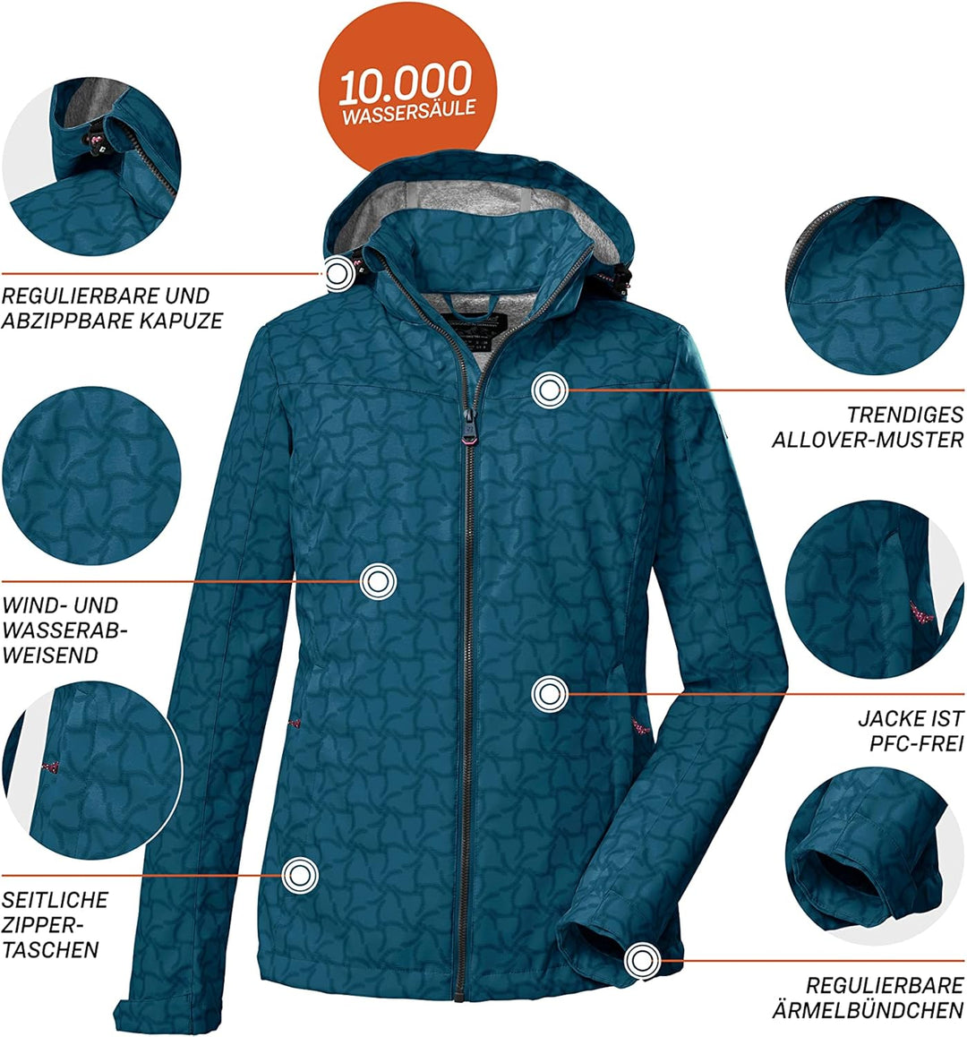Killtec Damen Kos 90 Wmn Sftshll Jckt Softshelljacke/Outdoorjacke mit abzippbarer Kapuze 48 dunkelbl