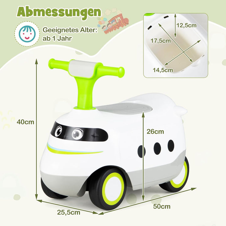 COSTWAY Rutschauto, Rutschfahrzeug mit Hupe & Stauraum unter dem Sitz, Schiebauto in Lokomotive, Rut