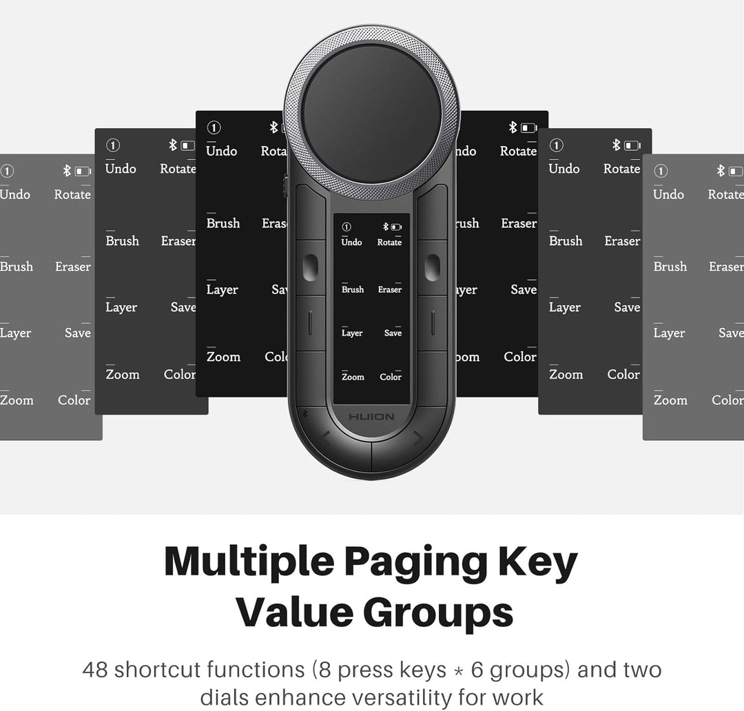 HUION Keydial Mini K40 Express Keys Remote Keyboard - Bluetooth 5.0, 10 anpassbare Tasten, Dual Dial