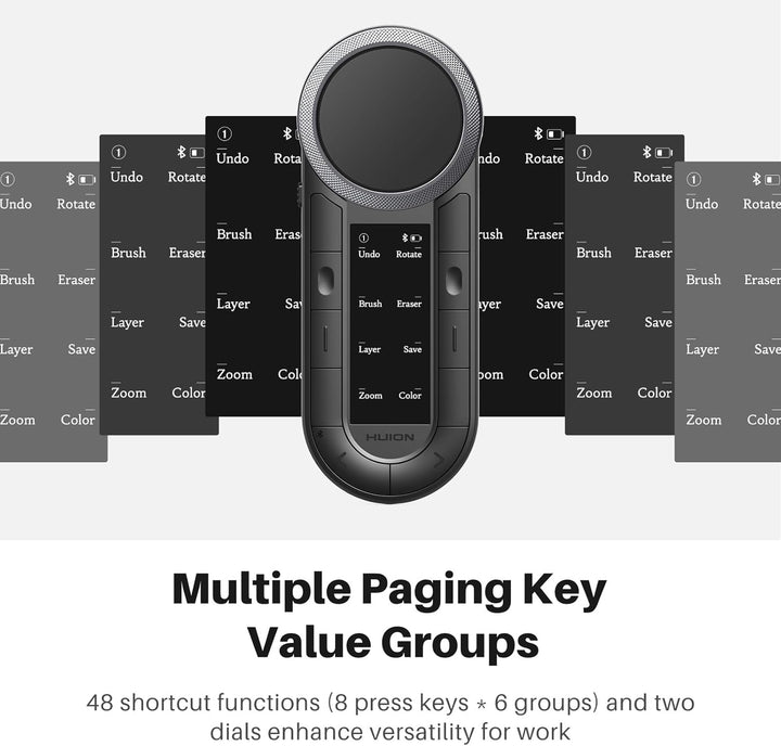 HUION Keydial Mini K40 Express Keys Remote Keyboard - Bluetooth 5.0, 10 anpassbare Tasten, Dual Dial