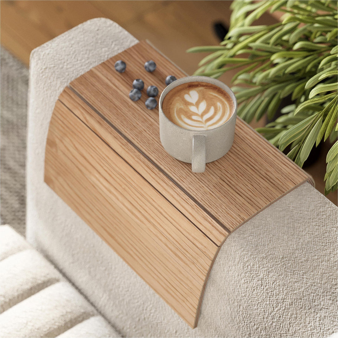 EWART WOODS Armrest Covers Made of Wood, Sofa Shelf, Coaster, Sofa Tray 2. Light Brown, Light Brown