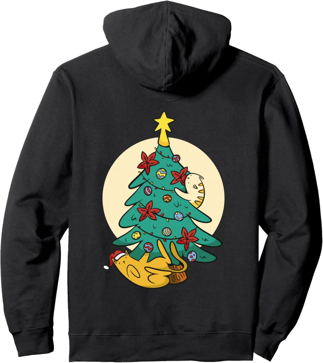 Frohe Weihnachten mit Katzen Weihnachtsbaum Cat Tree Pullover Hoodie