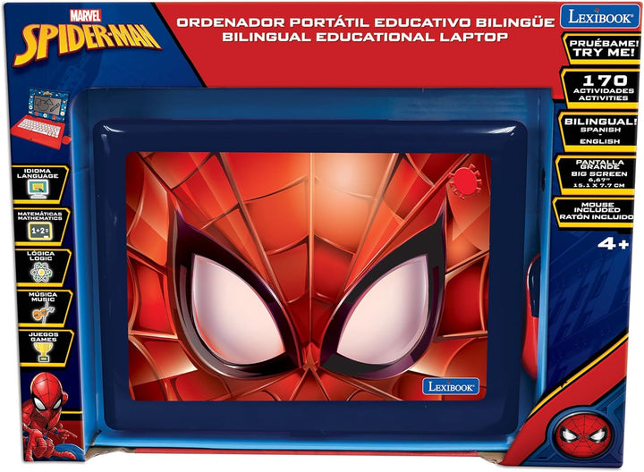 Lexibook, Spider-Man, zweisprachiger und pädagogischer Laptop Spanisch/Englisch, Spielzeug für Kinde