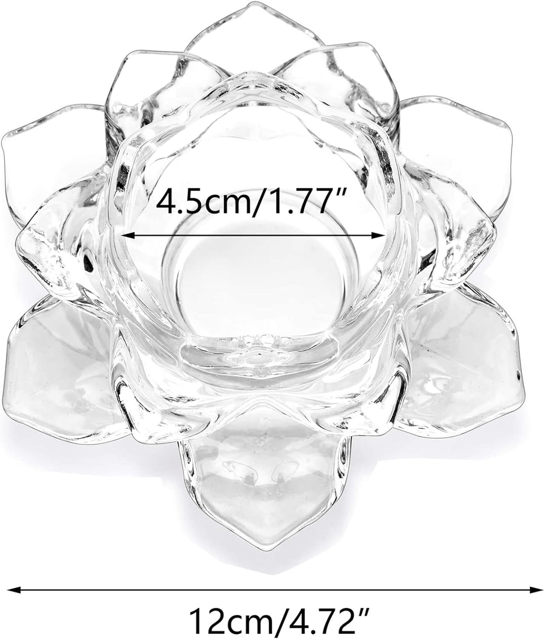 Nuptio Kristall Lotus Kerzenhalter 2 Stück Teelichthalter für 4.5cm Durchmesser Stumpenkerzen Glas V