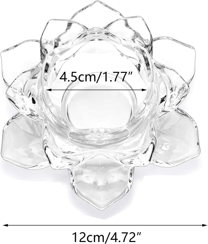 Nuptio Kristall Lotus Kerzenhalter 2 Stück Teelichthalter für 4.5cm Durchmesser Stumpenkerzen Glas V