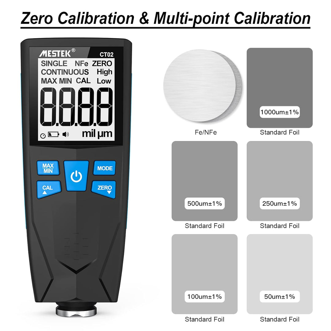 Schichtdickenmessgerät Lackschichtenmesser MESTEK Lacktester 0-1500um mit LCD-Display 2 Messmodi Hoc