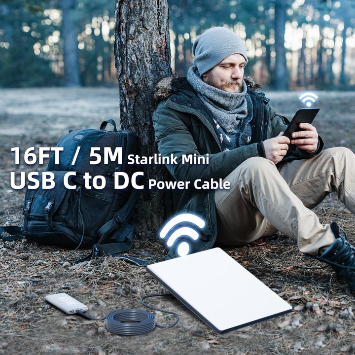 DuHeSin Starlink Mini-Kabel, 5 m, Starlink Mini-USB-C-auf-DC-Netzkabel, 100 W Eingang, wasserdichtes