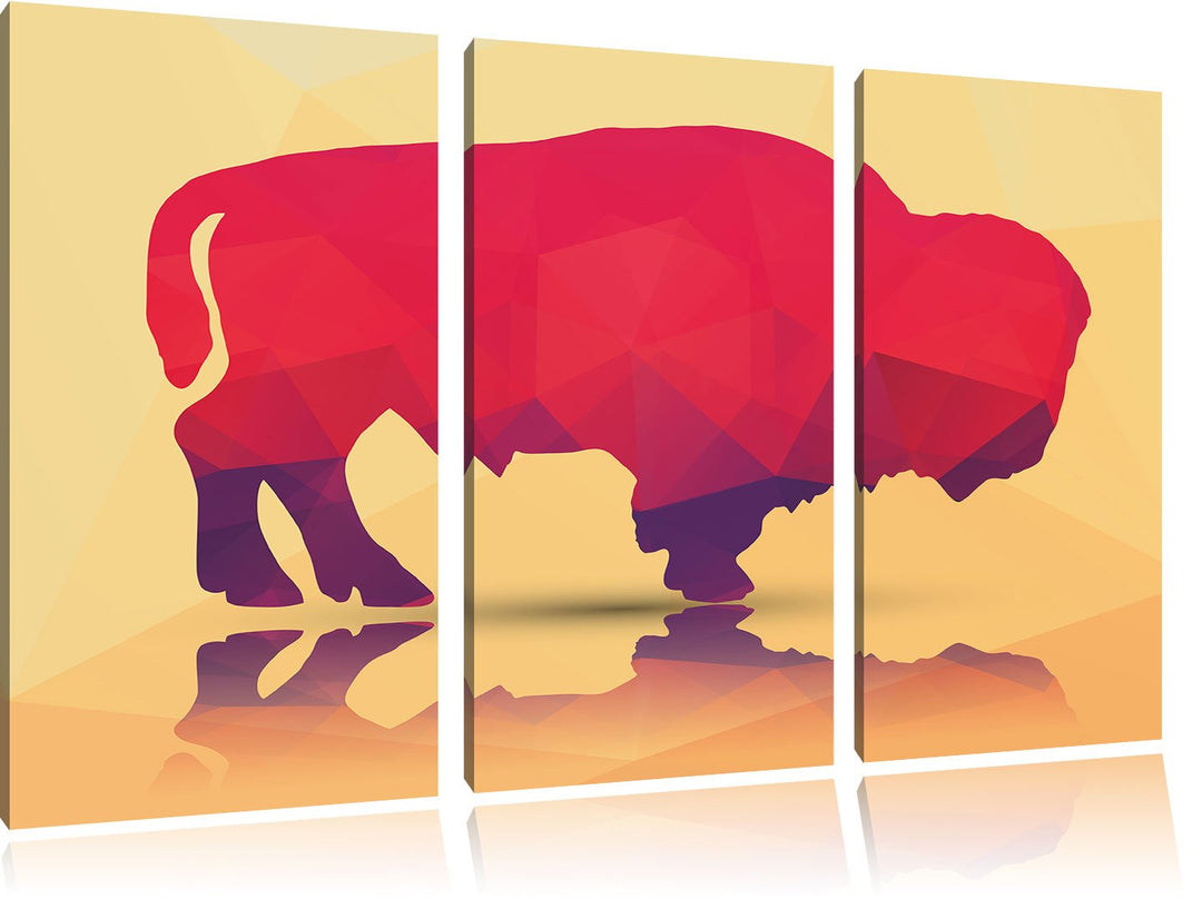 Pixxprint starker Vector Büffel als Leinwandbild/Grösse: 3 Teilig (120x80) cm/Wandbild/Kunstdruck/fe