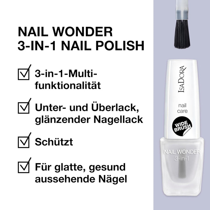 IsaDora 3-in-1 Top Coat, Base Coat & Klarlack für Nägel - Allrounder Nail Polish für Fingernägel - N