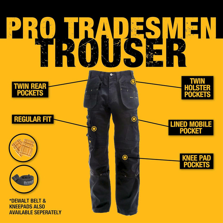 DeWalt Herren Arbeitshosen, Pro Tradesman Work Trouser, 32W x 29L, schwarz 32W / 29L Schwarz, 32W /