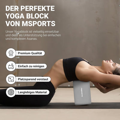 MSPORTS Yogablock Premium I 2er Pack Yogaklotz Anthrazit 2x Yogablöcke, Anthrazit 2x Yogablöcke