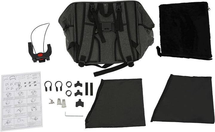 Fahrradtasche für Haustiere 2in1, Hundekorb Fahrrad Vorne &amp; Hund Rucksack, Faltbar, Grau, Bis 7,5kg