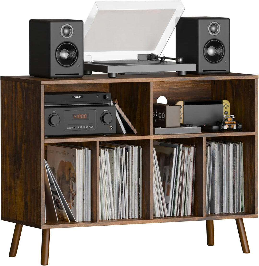 Plattenspieler-Ständer mit Schallplattenaufbewahrung, Vinyl-Plattenregal mit Präsentationsfläche, Sc