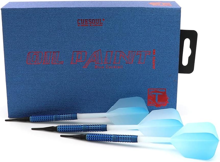 CUESOUL Soft Tip 90% Tungsten Dart Set mit Ölfarbe Finish und ROST Flights 20g blauer cocktail, 20g