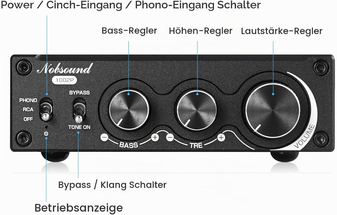 Nobsound 1002P Mini HiFi Stereo Verstärker mit TPA3221 Chip, 2 Kanäle Digitalverstärker, 200W Class