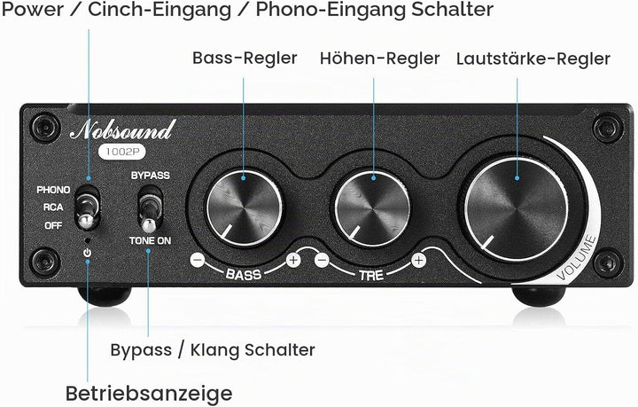Nobsound 1002P Mini HiFi Stereo Verstärker mit TPA3221 Chip, 2 Kanäle Digitalverstärker, 200W Class