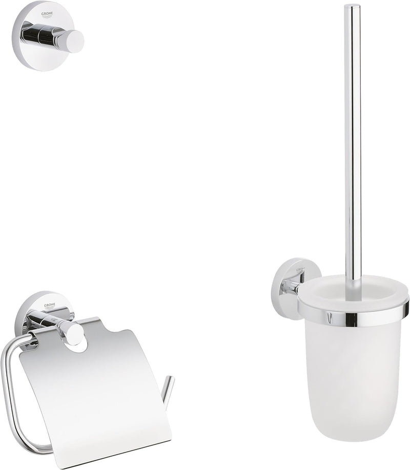 GROHE Essentials Accessoires Bath Chrom, 40407001, Rund, Weiss & Essentials - Seifenspender, Chrom,