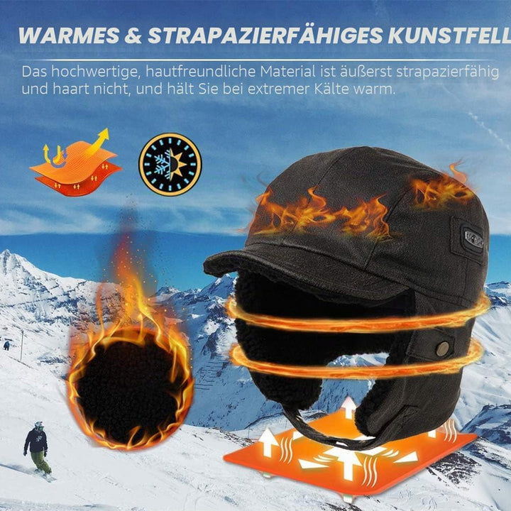Comhats warme Trappermütze für Herren Kunstleder Hut Unisex Fliegermütze Fellmütze Erwachsenen Männe