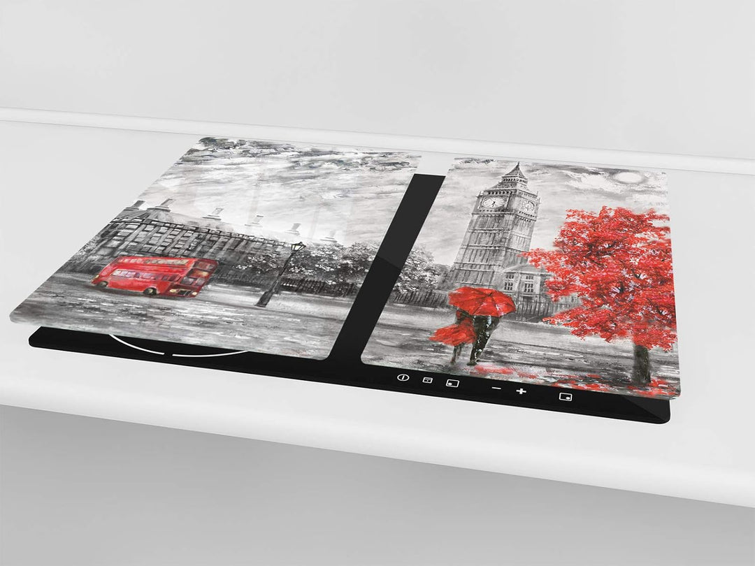 Küchenbrett aus Hartglas und Induktionskochplattenabdeckung – Schneideplatten SINGLE mit 60 x 52 cm
