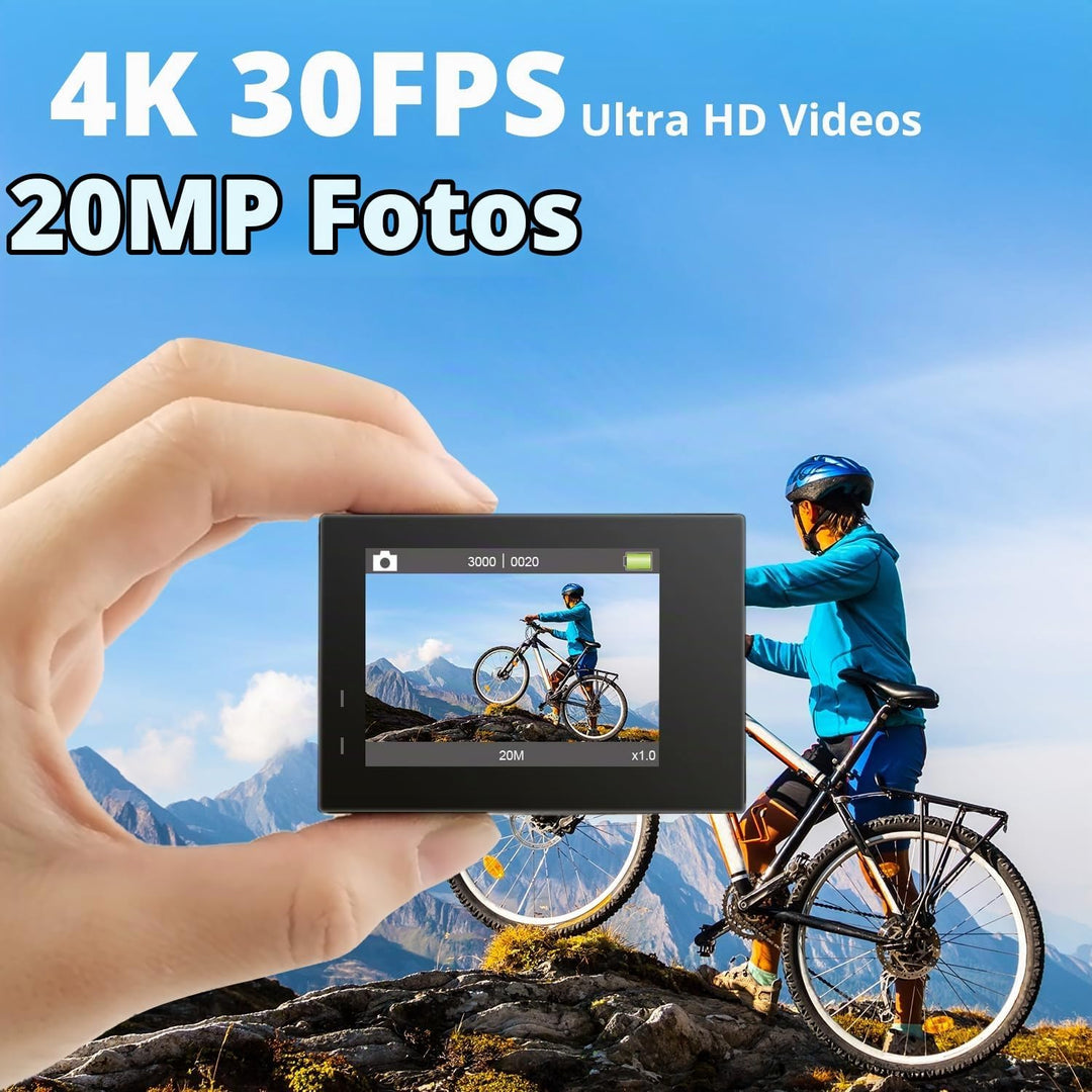 AKASO Action Camera 4K 20MP Action Kamera/Unterwasserkamera mit Bildstabilisierung Zoom Zeitraffer,