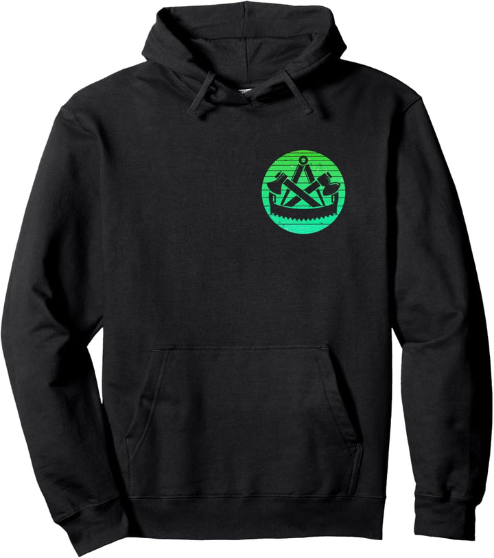 Zimmermann Zimmerer Zunftzeichen auf Brust - Retro Stil Grün Pullover Hoodie