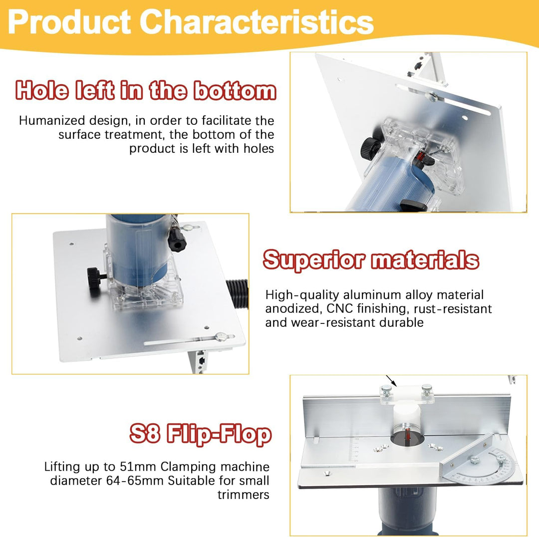 Frästisch für Oberfräse Einlegeplatte Set, OberfräSentisch und Tischfräsmaschine, Router Table, Plan