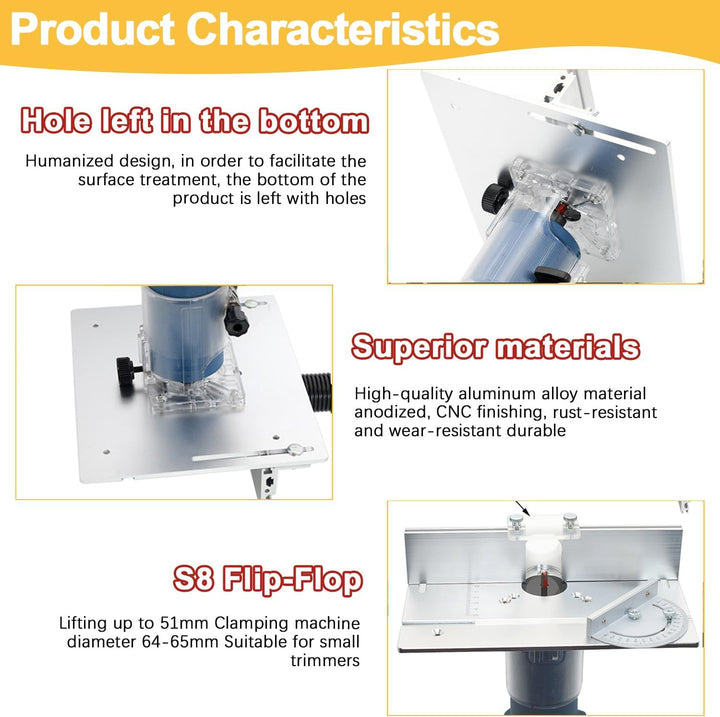 Frästisch für Oberfräse Einlegeplatte Set, OberfräSentisch und Tischfräsmaschine, Router Table, Plan