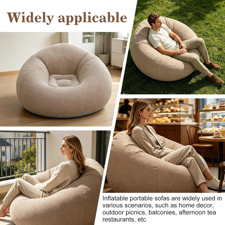 Aufblasbarer Sitzsack, Aufblasbarer Sessel, Aufblasbares Sofa mit Luftpumpe, Luft Strandsofa, Wasser