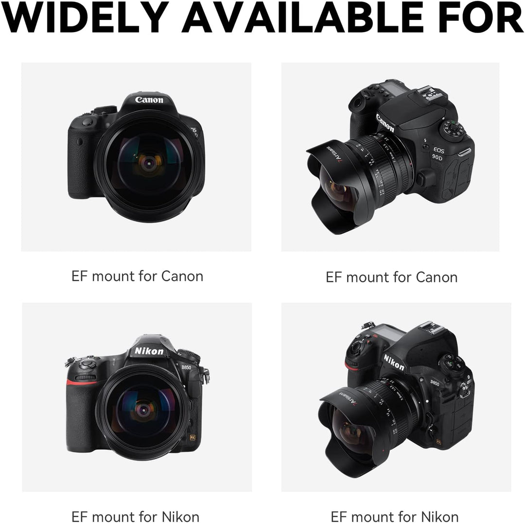 7artisans MF 7,5 mm F3.5 APS-C 205° Ultra Weitwinkel Manuelles Fischaugenobjektiv, kompatibel mit Ca
