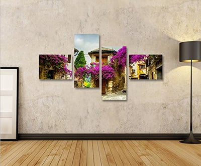 islandburner Bild Bilder auf Leinwand Dorf in der Provence Lavendel 4L XXL Poster Leinwandbild Wandb