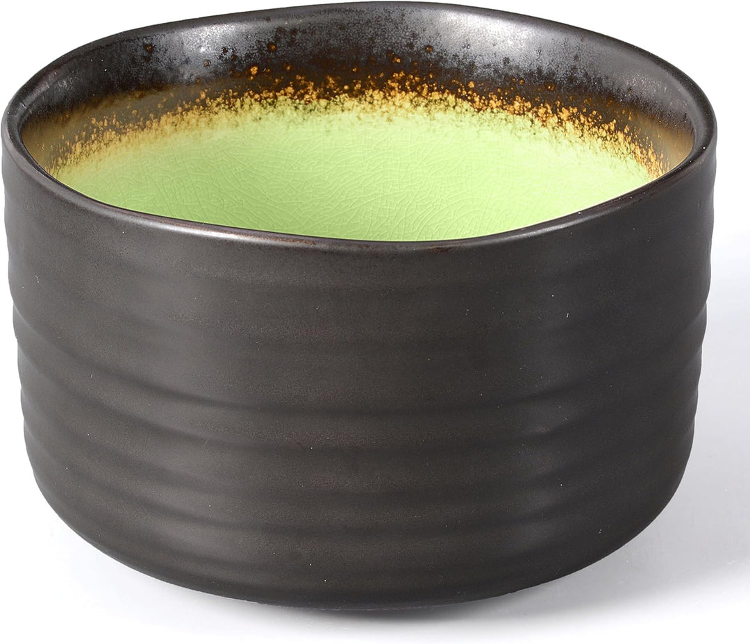 Matcha-Set 3-teilig, anthrazit/grün, bestehend aus Matcha-Schale, Matcha-löffel und Matcha-Besen (Ba
