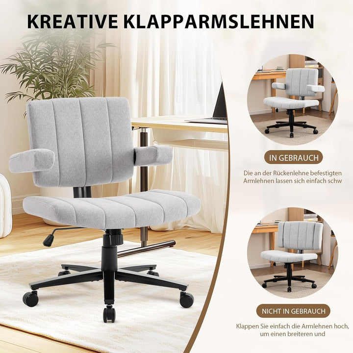 Criss Cross Chair mit Rädern, verstellbarebreite Armlehne Criss Cross Chair, Anti-Grip-StoffKomfort