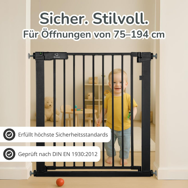 Luca Treppengitter ohne Bohren | Türgitter & Treppenschutzgitter zum Klemmen | verlängerbar 75-194 c