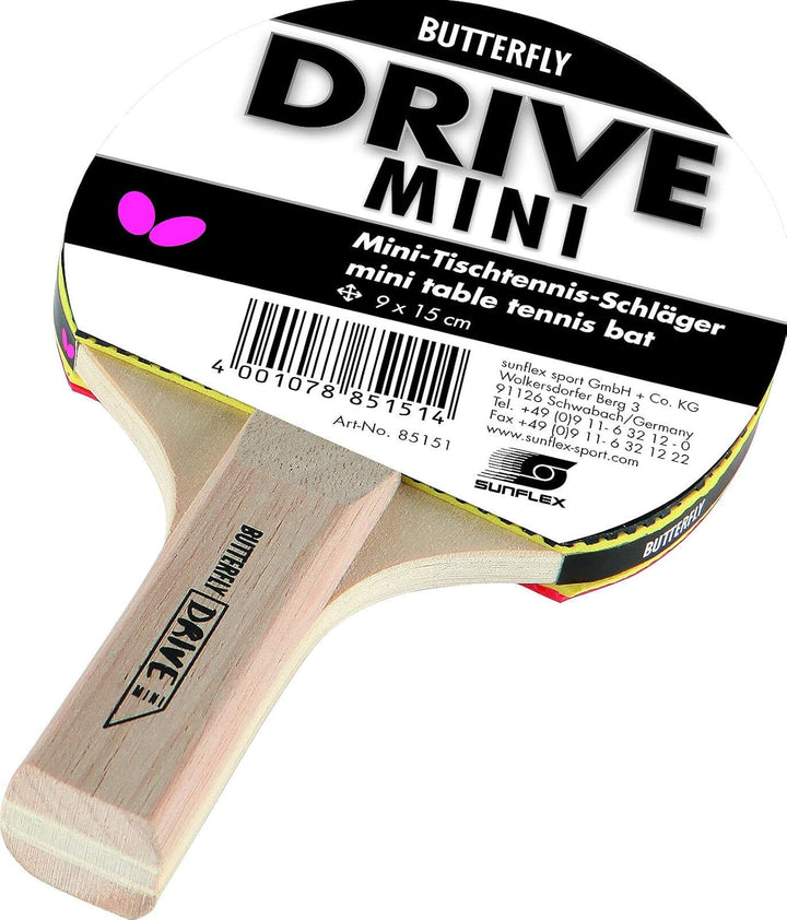 Butterfly® Erwachsene Tischtennisschläger Drive Mini Drive Mini, schwarz/braun, M, 85151 Bundle mit