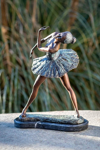 IDYL Bronze-Skulptur Ballerine 31 cm | 32x15x24 cm | Klassische Bronze-Figur handgefertigt | Gartens