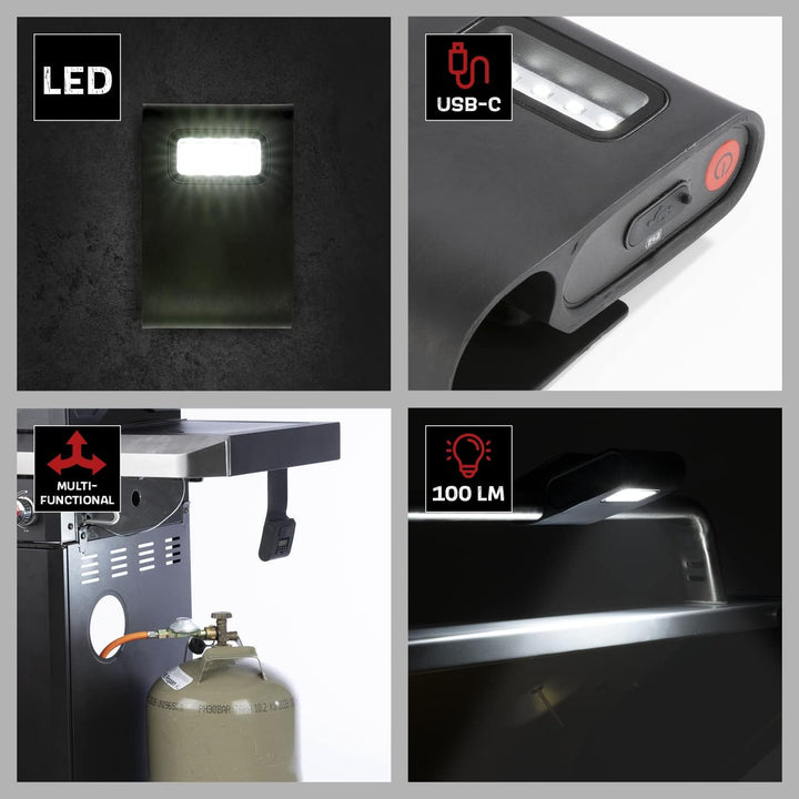 LANDMANN | Magnetische Grilllampe | Stromsparende LED-Technologie | Einfach & schnell angebracht | A