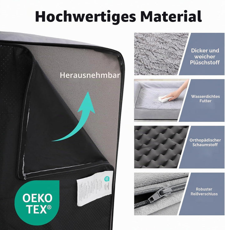 WESTERN HOME Orthopädisches Hundebett mittelgrosse Hunde hundesofa Hundecouch Hunde Bettchen mit Hoh