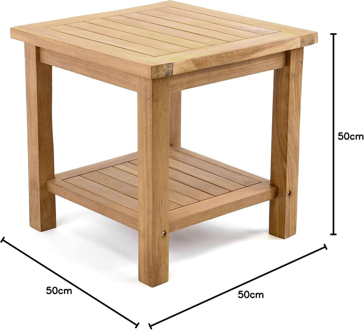 Divero Beistelltisch Blumen Hocker Balkontisch Teak Holz Tisch für Bad Terrasse Balkon Garten – wett