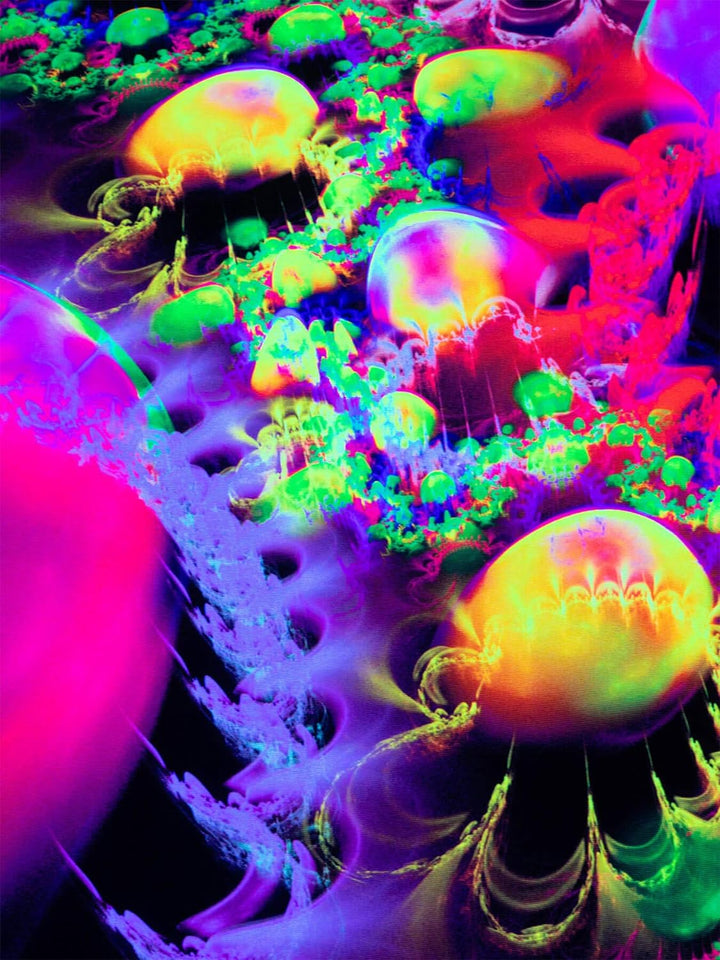 PSYWORK Schwarzlicht Stoffposter Neon | Psy Landscape | 1,0 x 1,4m | UV-aktiv | fluoreszierend | Wan