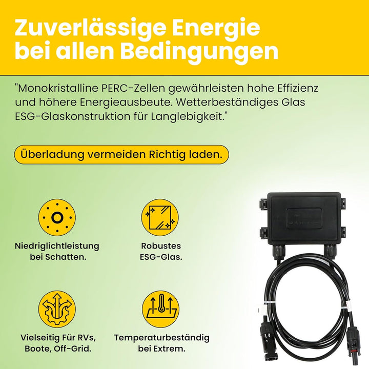 Offgridtec 100W Mono Solarpanel 23V Black Frame V2 100W 23V Schwarz, 100W 23V Schwarz
