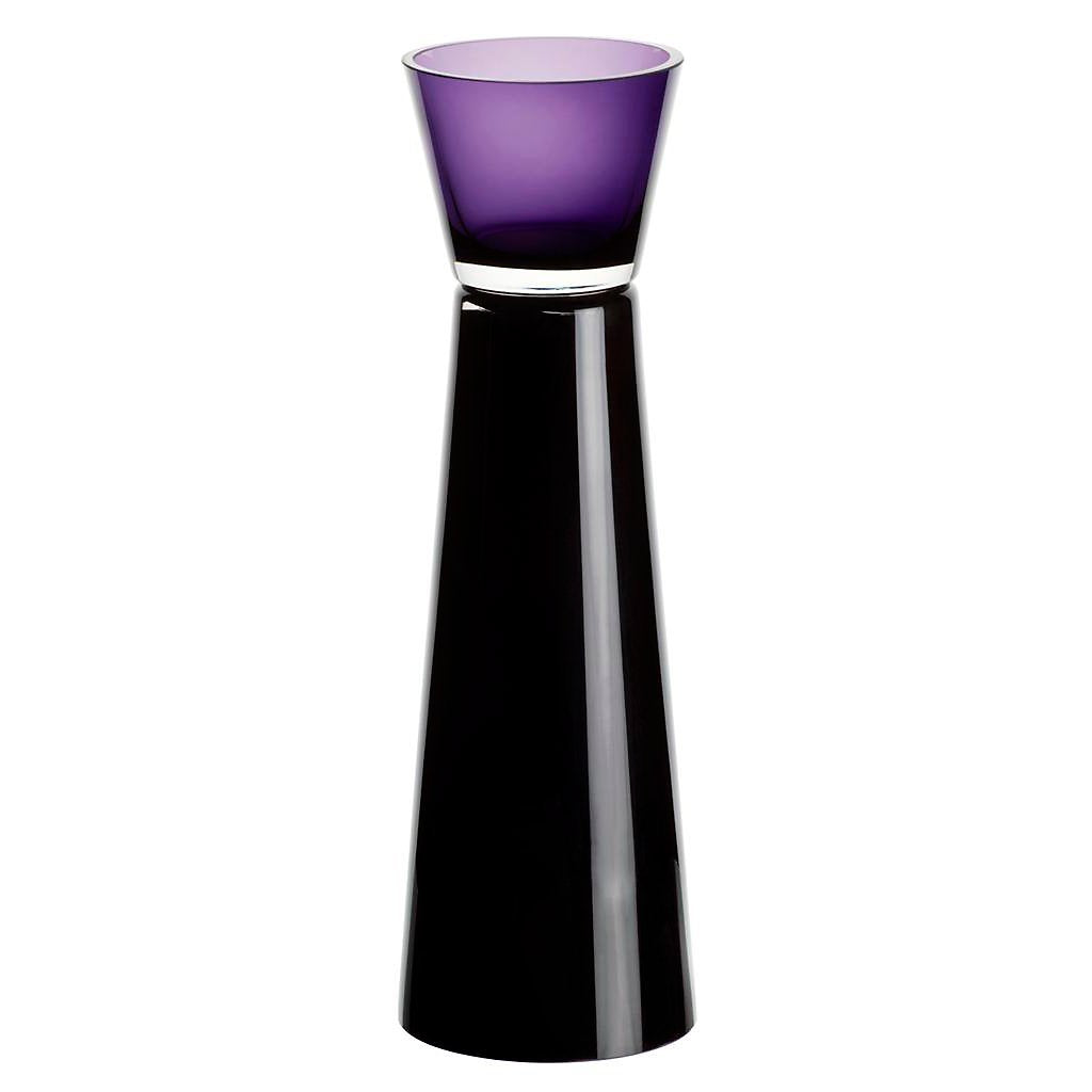 CRISTALICA Kerzenhalter Kerzenständer Teelichthalter Luce Del Sole Schwarz Violett Glas 45 cm