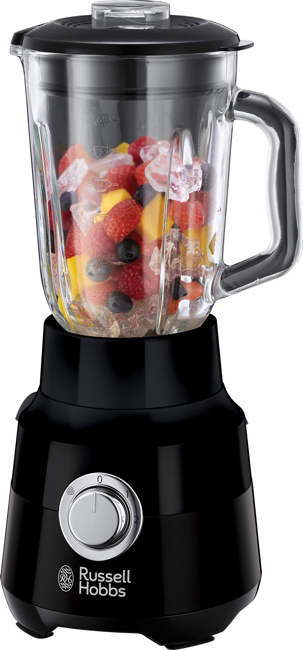 Russell Hobbs Standmixer [1,5l Glasbehälter] Matt Schwarz (starker 0.9PS Motor, Impuls-/Ice-Crush-Fu