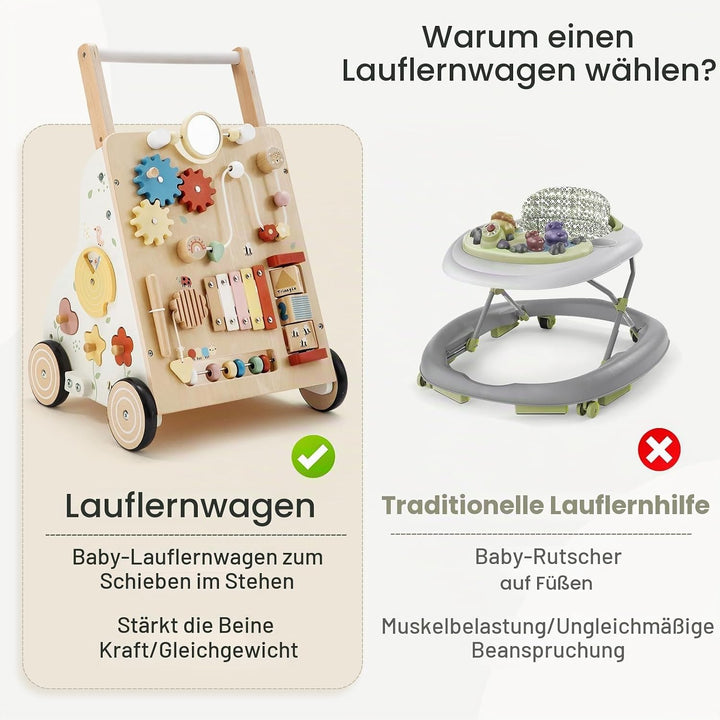 Labebe Baby Lauflernwagen Holz – Lauflernhilfe mit einstellbarer Geschwindigkeit und Höhe, Montessor