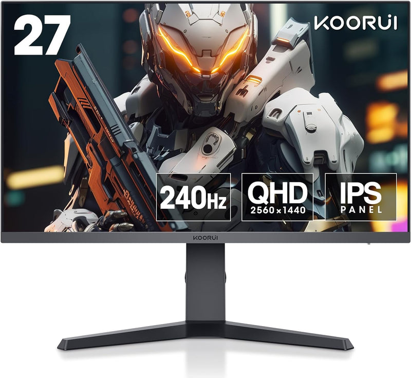 KOORUI 27 Zoll Gaming Monitor, QHD PC Monitors, 240Hz, 1ms, IPS, Adpitive Sync (2560x1440, HDR 400,