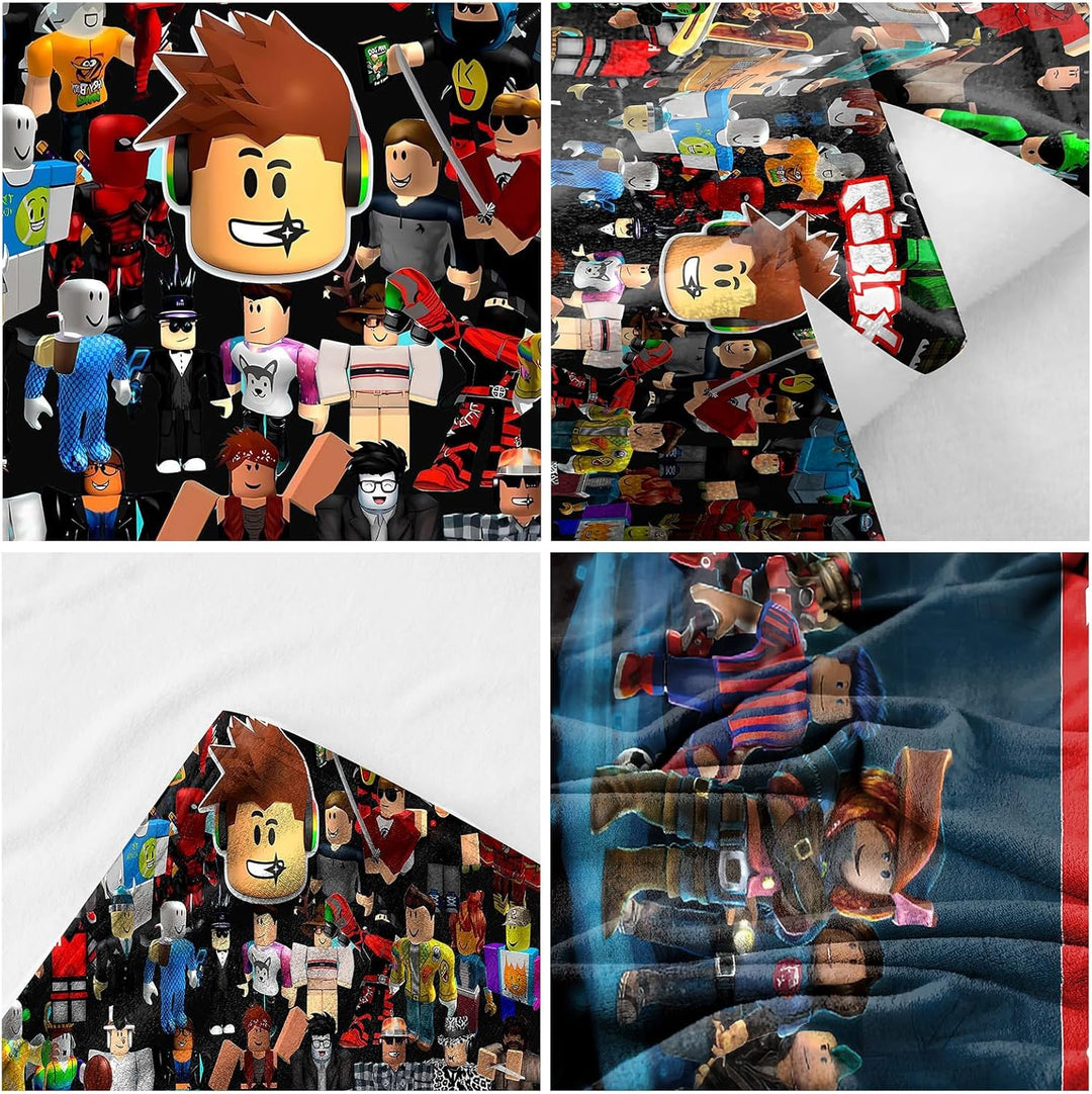 PQKL-party Roblx Decke Bettwäsche Roblx Decke Geschenk, 130 * 150cm Mehrzweck-Flanelldecke für Sofa,