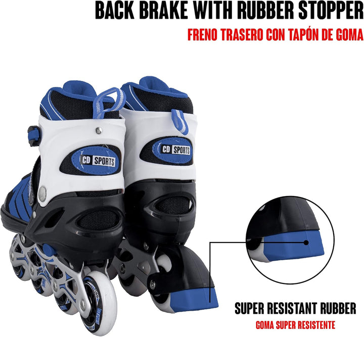 Calma Dragon Inline-Skates, grössenverstellbar, Profi-Skates für Erwachsene und Kinder, 4 Rollen, Sc