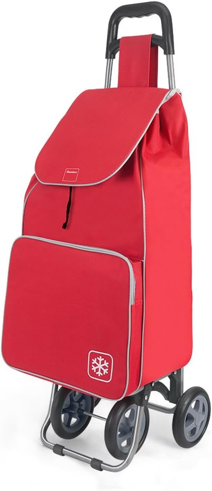 Metaltex Aloe Einkaufstrolley mit 4 Rädern, Metall Textur, rot, 120x60x6 cm, Rot