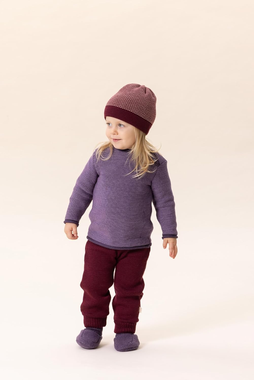 Disana Melange-Pullover, 100% Bio-Merinowolle GOTS, IVN Best | mit Knopfverschluss am Kragen | Baby