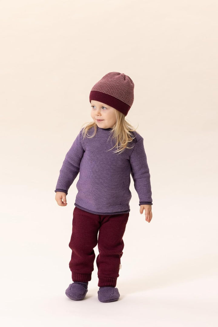 Disana Melange-Pullover, 100% Bio-Merinowolle GOTS, IVN Best | mit Knopfverschluss am Kragen | Baby
