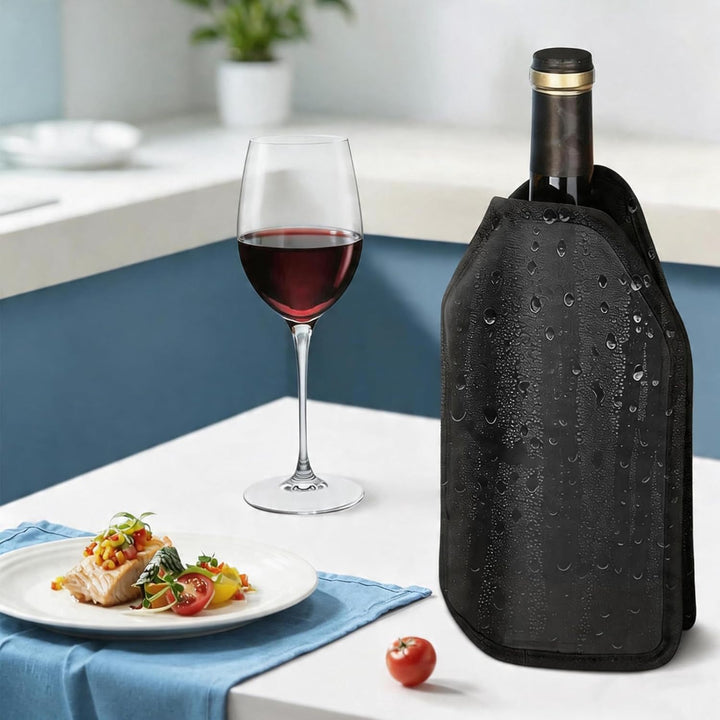 Kühlmanschette Wein, 2 Stück Weinkühler Manschette, Schwarz Flaschenkühler für Unterwegs, Wiederverw